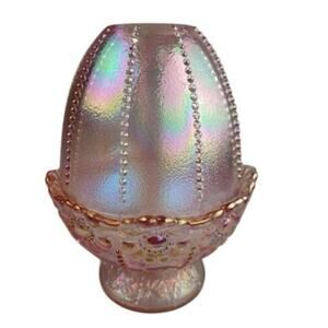 Fenton Pink Carnival Glass Fairy Lamp